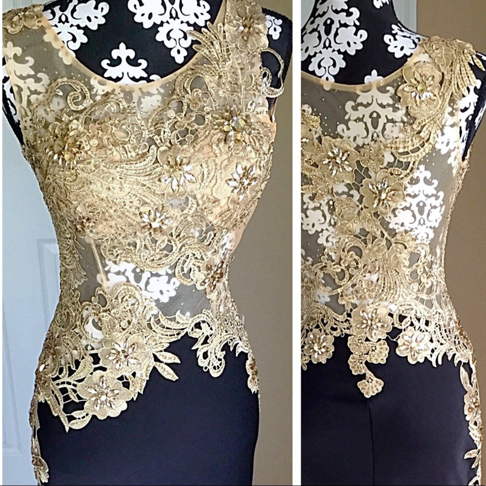 Brand New Black & Gold Formal Gown - Picture 2 of 5